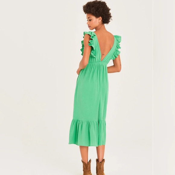 BA&SH Joyce Ruffled Cotton Midi Dress, size M - Picture 2 of 16